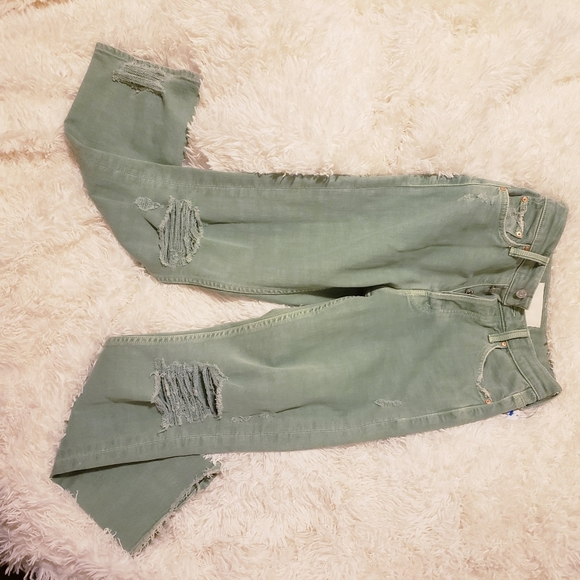 MOTHER Sage/Mint Green cropped tomcat jeans - Picture 10 of 11